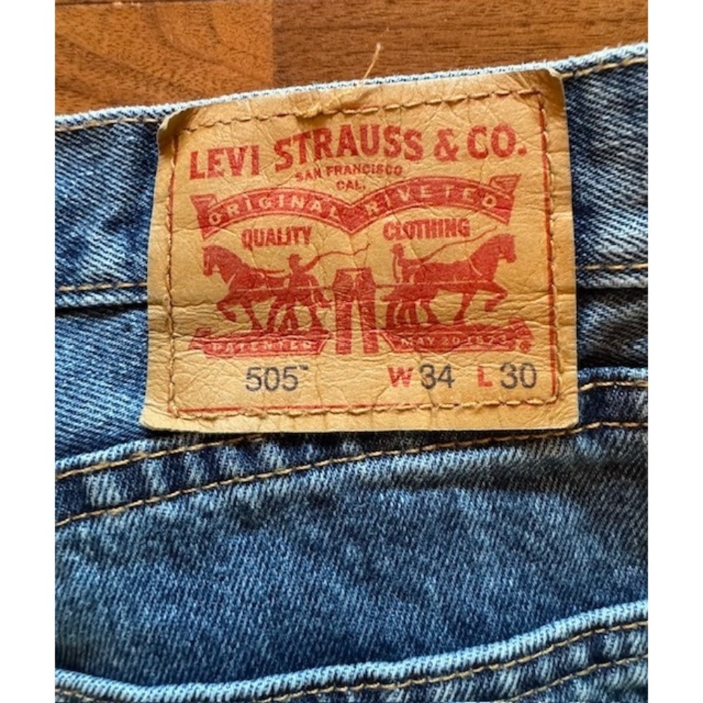 Levi's 505 Regular Fit Jeans Mens W34 L30 Blue Denim Classic - Picture 8 of 10